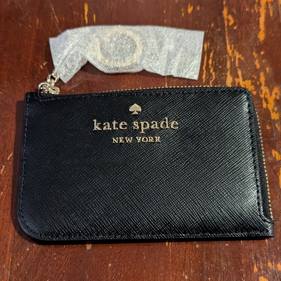 kate spade Accessories - Kate Spade Cameron L-Zip Black Leather Card Holder